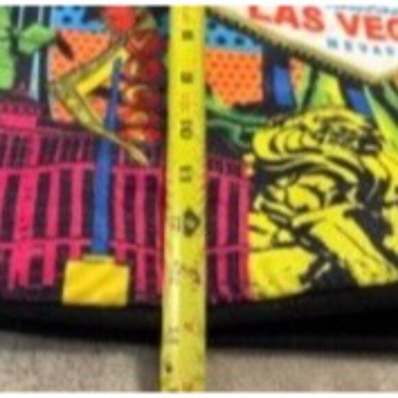 LAS VEGAS THEMED MULTICOLOR TOTE BAG WITH ZIPPER CLOSURE & BLACK STRAPS - Picture 7 of 7